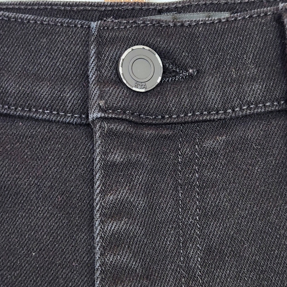 RtA Malka High Rise Straight Leg Jean Utility Details Aged Black 26 - Picture 4 of 16